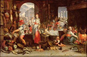 Escena de cocina con la parábola del banquete